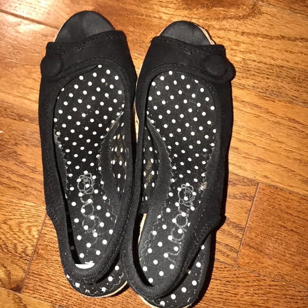 Sugar black cloth wedges size 7.5 - Picture 3 of 5